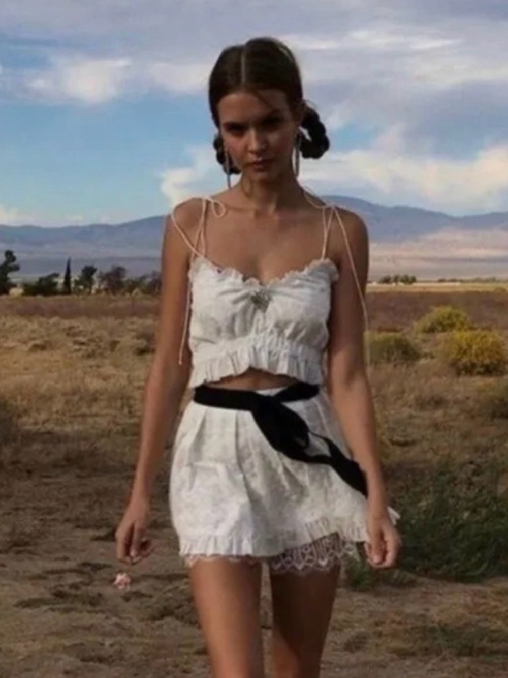 For Love & Lemons Charlotte Eyelet 2 Piece Set - Wrap Top + Skort